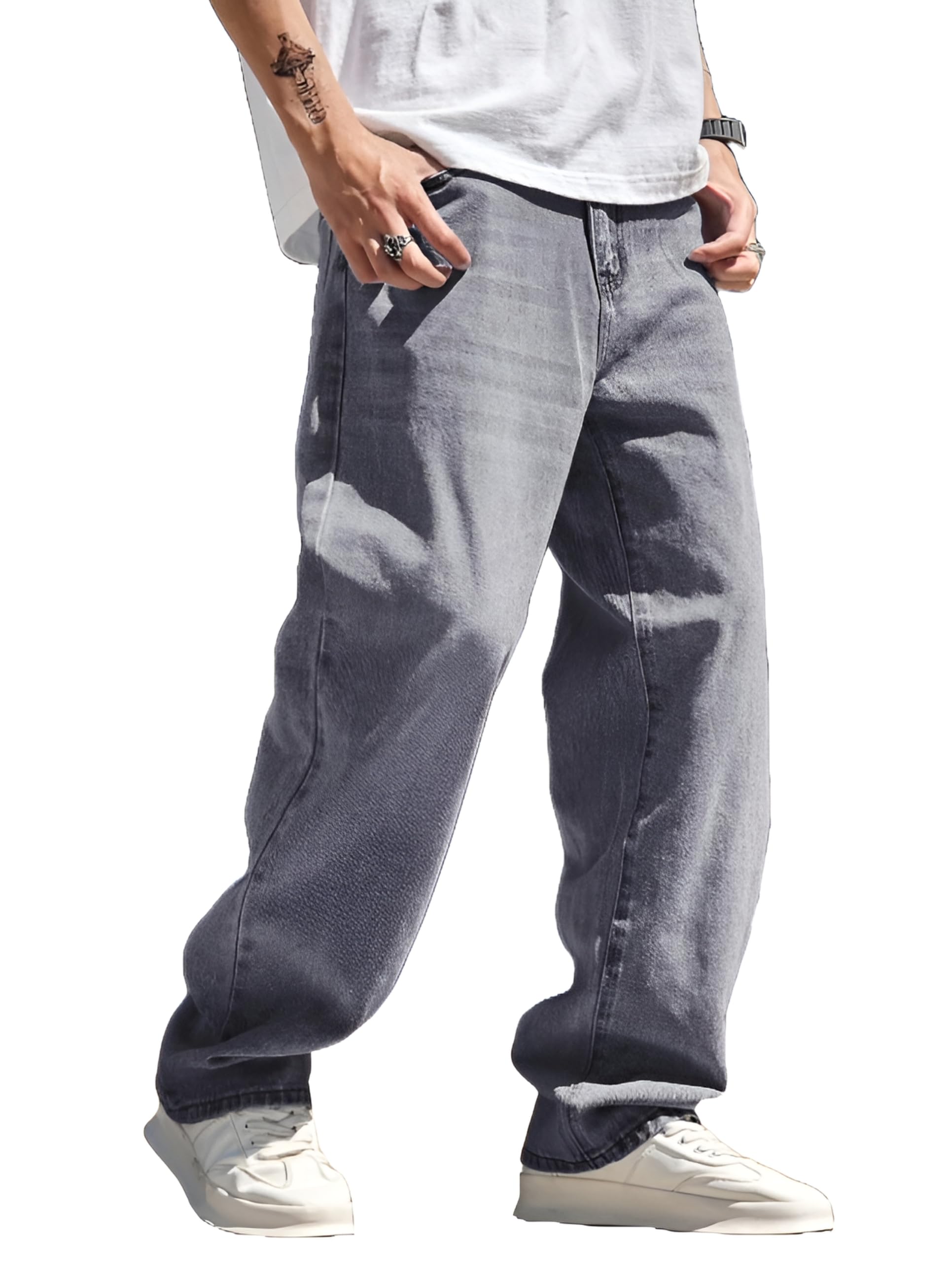 Ben Martin Men's Denim Cotton Oversized Loose Baggy Fit Jeans Pants for Men